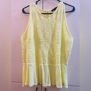 INC INTERNATIONAL CONCEPT  Riviera Peplum Top Yellow Pear Size L Stretch